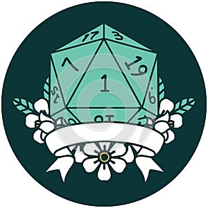 natural one d20 dice roll icon