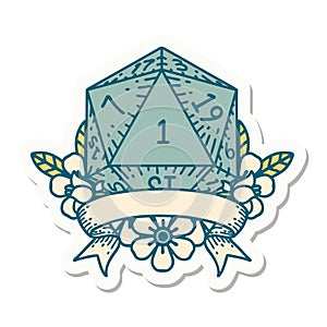 natural one d20 dice roll sticker