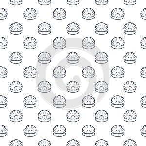 Natural open shell with pearl icon isolated seamless pattern on white background