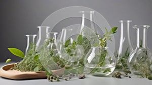 Natural organic botany and scientific glassware