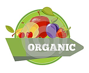Natural organic fruits logo, label, badge template