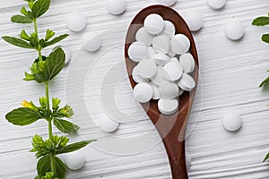 Natural organic pills with herbal plant