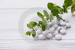 Natural organic pills with herbal plant