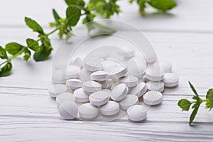 Natural organic pills with herbal plant