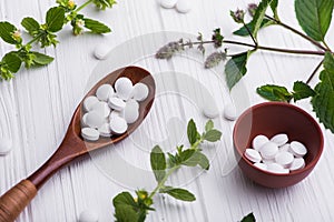 Natural organic pills with herbal plant