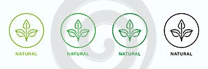 Natural Organic Product Green and Black Line Icon Set. Quality Fresh Natural Ingredients Outline Stickers. Eco Friendly