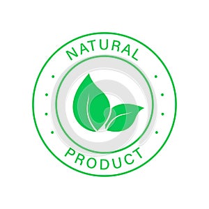 Natural Organic Product Green Line Stamp. Quality Fresh Natural Ingredients Outline Sticker. Eco Friendly Healthy Food