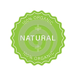 Natural Organic Product Green Stamp. Eco Friendly Healthy Food Label. Pure Symbol. Quality Fresh Natural Ingredients