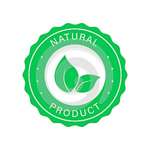 Natural Organic Product Green Stamp. Pure Symbol. Quality Fresh Natural Ingredients Sticker. Eco Friendly Healthy Food