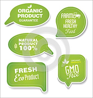 Natural organic products green collection of labels and badges