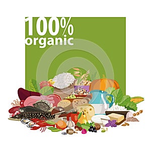 Natural organic products. A set of fresh natural organic products