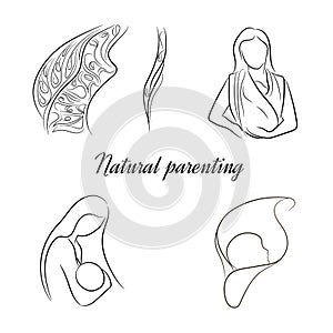 Natural parenting,a set of stylized sketches