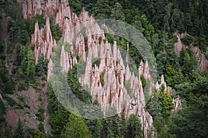 Natural phenomen of earth pyramids in Renon, South Tyrol, Italy