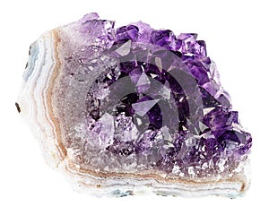 natural piece of geode of amethyst crystals cutout