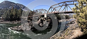 Natural Pier bridge over the Clark Fork River, Alberton, Montana