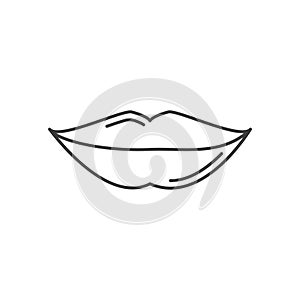 Natural plump lips makeup design line icon