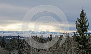 Natural poetic mystery and strange cloudy light over the Alps