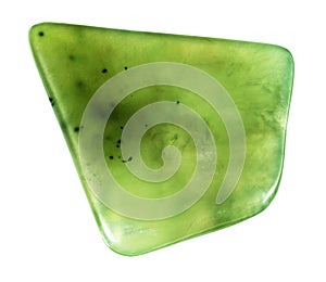 natural polished green nephrite gem stone cutout