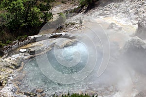 Natural pool with hot sulphide springs in the town of Furnas on the island of San Miguel. photo