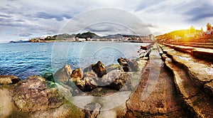 Natural pool landscape in coastal town of Spain, Castrourdiales Cantabria.