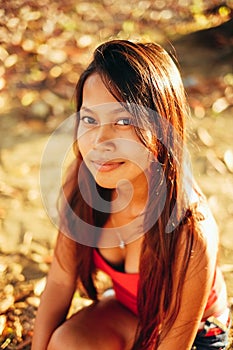 Natural portrait, Asian girl smiling. Native Asian beauty. Local Asian people