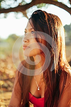 Natural portrait, Asian girl smiling. Native Asian beauty. Local Asian people