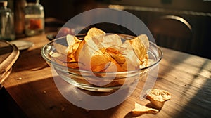 Natural potato chips in a plate