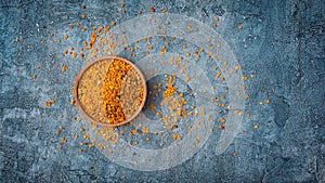 Natural product bee pollen in wooden bowl