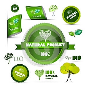 Natural Product Green Labels - Tags - Stickers Set