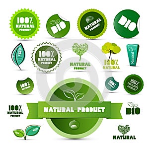 Natural Product Green Labels - Tags - Stickers Set