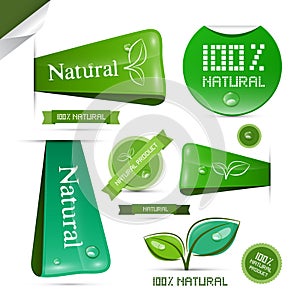 Natural Product Green Labels - Tags - Stickers Set