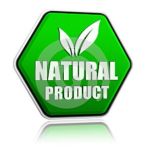 Natural product with leaf sign in green button