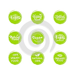Natural product lettering logo, label, badge, emblem for organic food, products packaging, farmer market