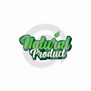 Natural product lettering logo, label, badge, emblem for organic food, products packaging, farmer market