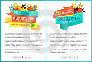 Natural Product Mega Discount Vector Illustration