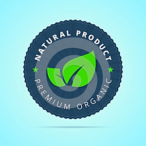 Natural product, premium organic badge.