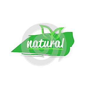 Natural product sticker organic healthy vegan market logo fresh food emblem badge design