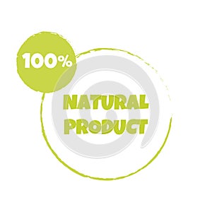 Natural product stiker, label, badge. Ecology icon. Stamp template for organic and eco friendly products. Vector illustration