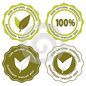 Natural product. Vegan. Organic food, farm fresh and natural product stickers and stamp collection for food market, organic