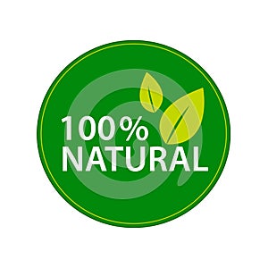 Only natural products. Healthy lifestyle. Green vector sticker.