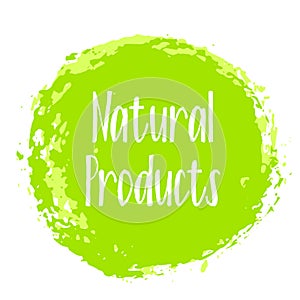 Natural products icon, package label vector