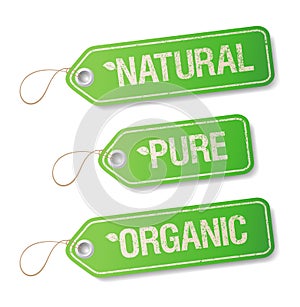 Natural, Pure, Organic labels.