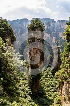 Natural quartz sandstone pillar Hallelujah Mountain, 1,080 m is located in the Zhangjiajie Wulingyuan National Park, China