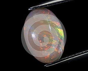natural rainbow multi color opal gem on the background