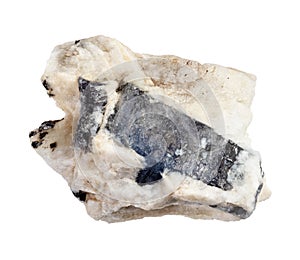 natural raw blue corundum sapphire in rock cutout