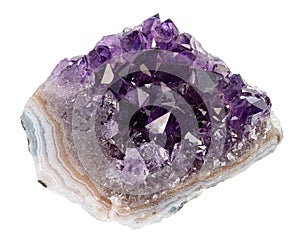 natural raw geode of amethyst crystals cutout