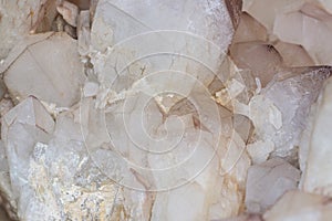 Natural raw quartz crystal cluster. Prism-shaped natural mineral stone