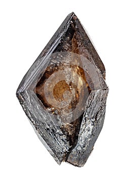 natural raw titanite twinned crystal cutout