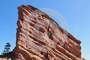 Natural red rock sandstone formations in Morrison Colorado.