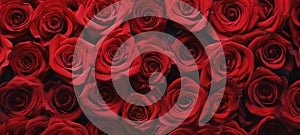 Natural red roses background. Background template for banner or greeting card